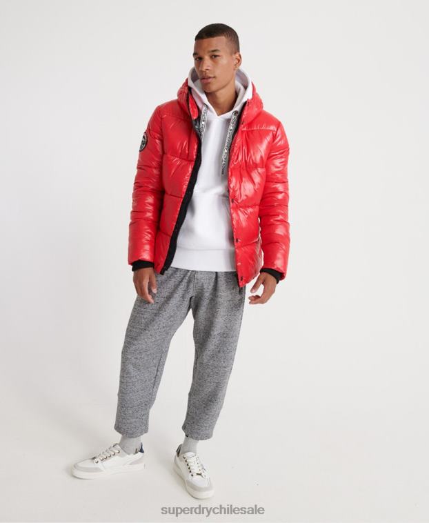 hombres Superdry rojo chaqueta bomber de alto brillo 2R68Z1163