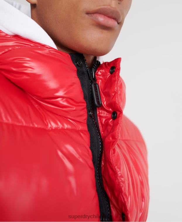 hombres Superdry rojo chaqueta bomber de alto brillo 2R68Z1163