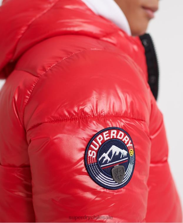 hombres Superdry rojo chaqueta bomber de alto brillo 2R68Z1163