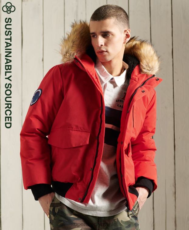 hombres Superdry rojo chaqueta bomber everest 2R68Z1083