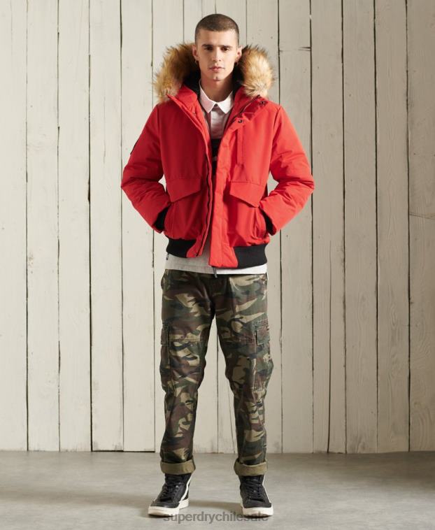 hombres Superdry rojo chaqueta bomber everest 2R68Z1083
