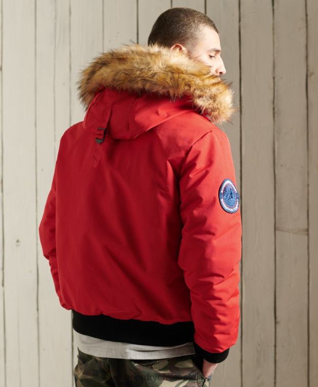 hombres Superdry rojo chaqueta bomber everest 2R68Z1083