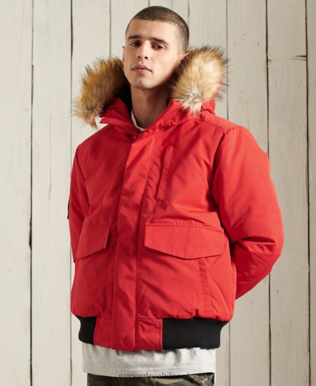hombres Superdry rojo chaqueta bomber everest 2R68Z1083
