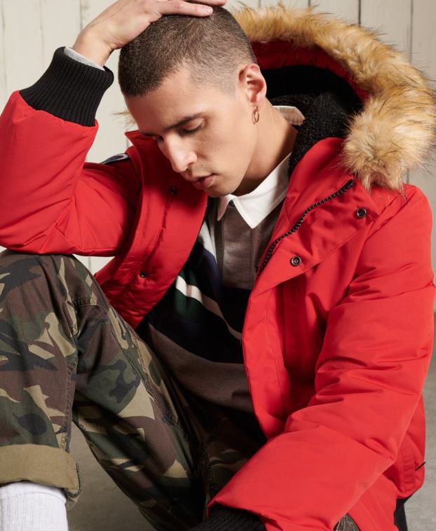 hombres Superdry rojo chaqueta bomber everest 2R68Z1083