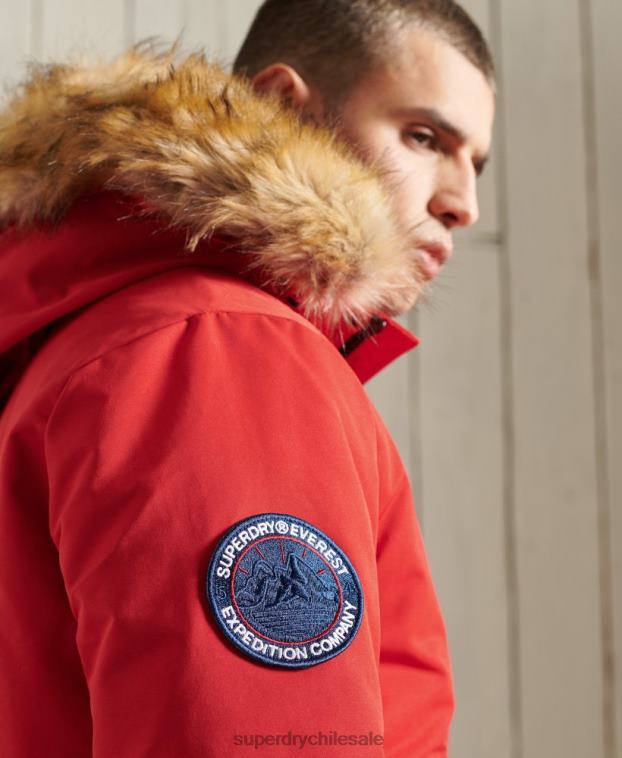 hombres Superdry rojo chaqueta bomber everest 2R68Z1083
