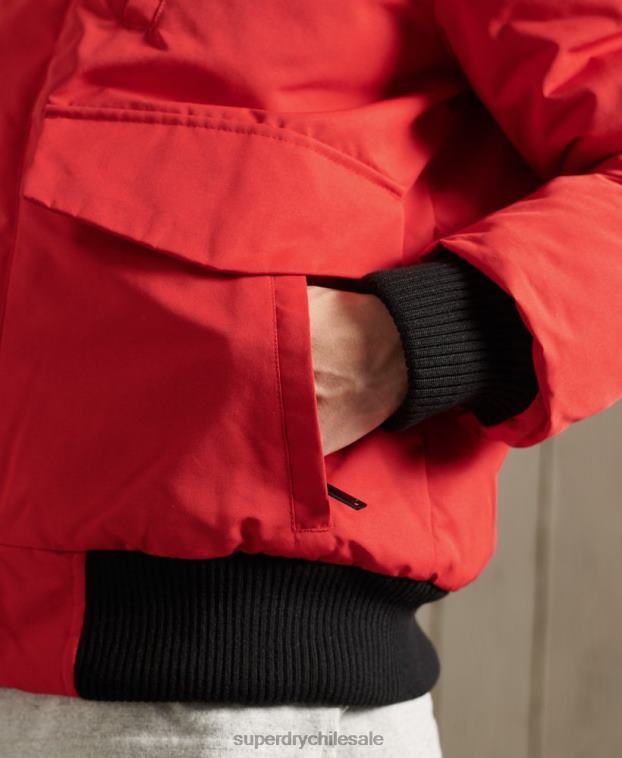 hombres Superdry rojo chaqueta bomber everest 2R68Z1083