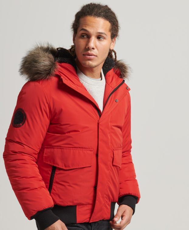 hombres Superdry rojo chaqueta bomber everest 2R68Z4455