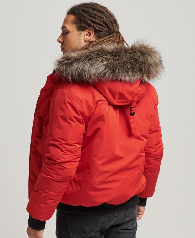 hombres Superdry rojo chaqueta bomber everest 2R68Z4455