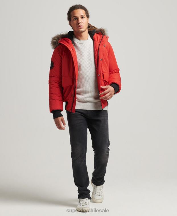 hombres Superdry rojo chaqueta bomber everest 2R68Z4455