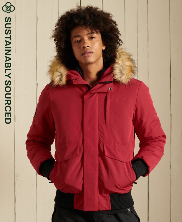 hombres Superdry rojo chaqueta bomber everest 2R68Z4494