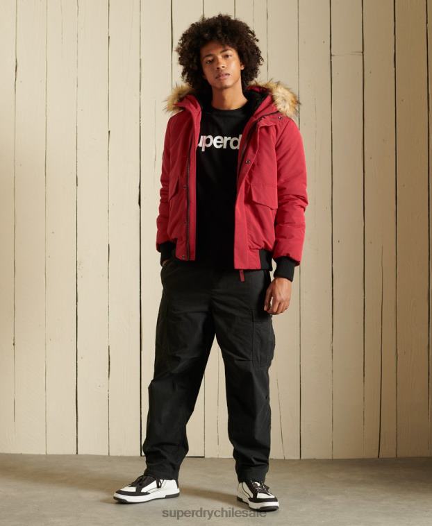 hombres Superdry rojo chaqueta bomber everest 2R68Z4494