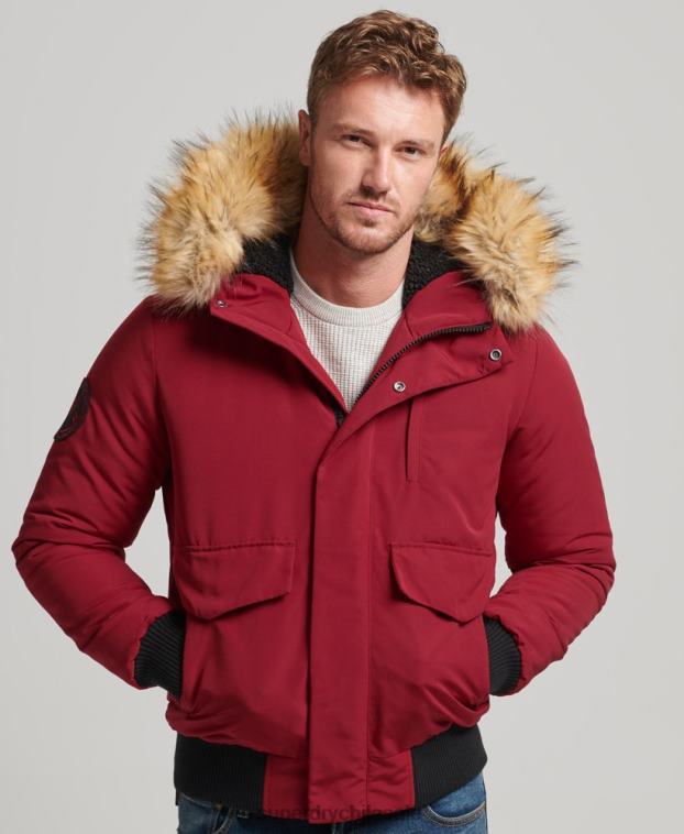 hombres Superdry rojo chaqueta bomber everest 2R68Z992