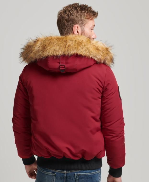 hombres Superdry rojo chaqueta bomber everest 2R68Z992