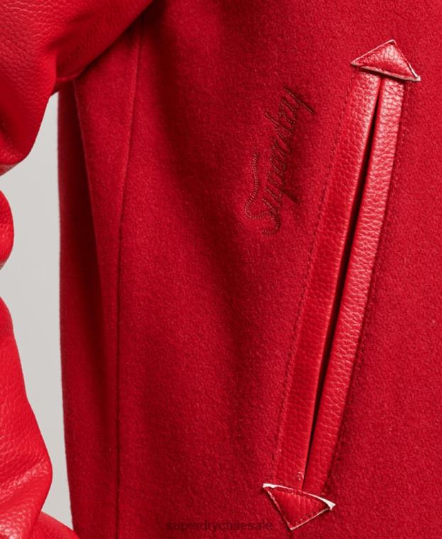 hombres Superdry rojo chaqueta bomber universitaria vintage 2R68Z1013