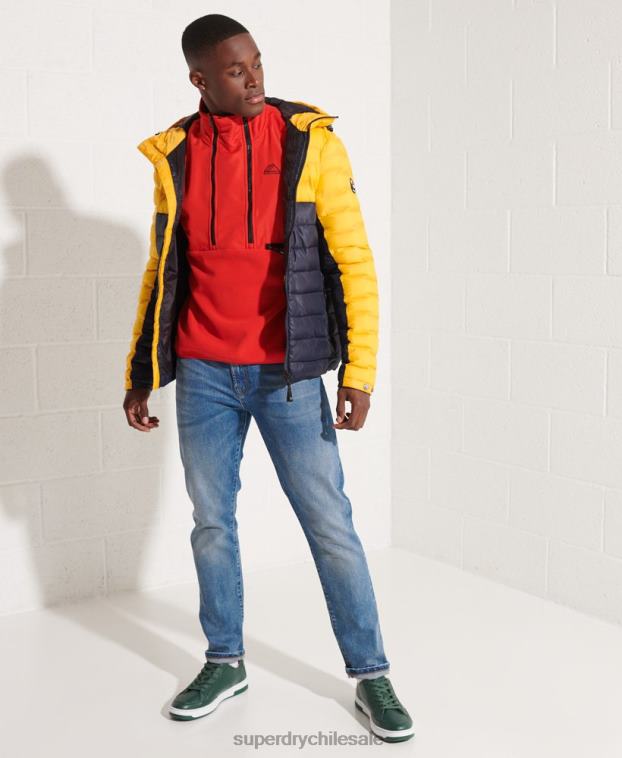 hombres Superdry rojo chaqueta de deporte de montaña con media cremallera 2R68Z5199