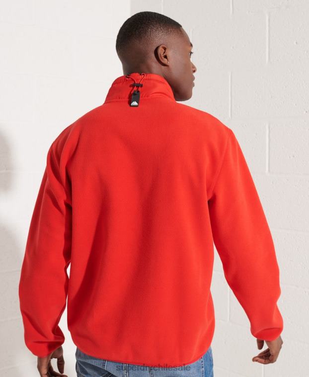 hombres Superdry rojo chaqueta de deporte de montaña con media cremallera 2R68Z5199