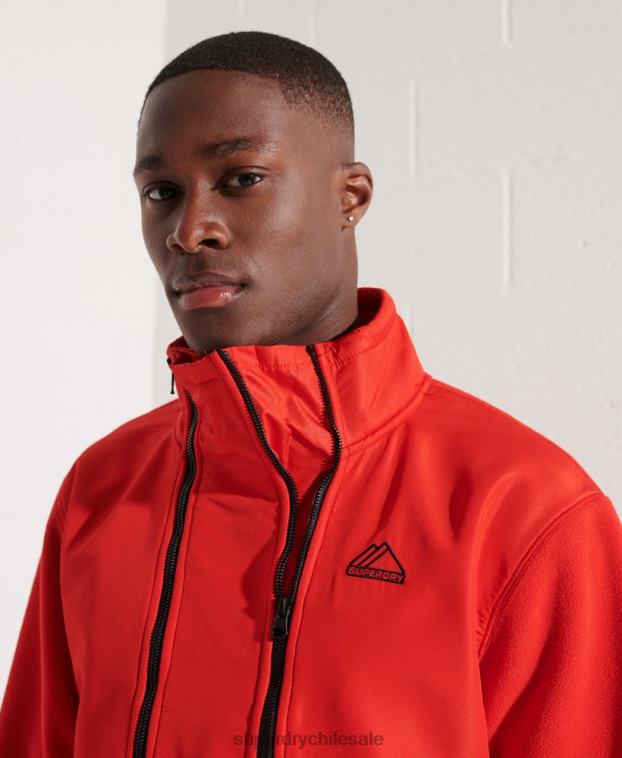 hombres Superdry rojo chaqueta de deporte de montaña con media cremallera 2R68Z5199