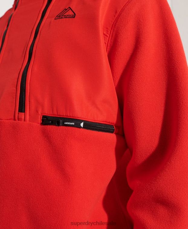 hombres Superdry rojo chaqueta de deporte de montaña con media cremallera 2R68Z5199