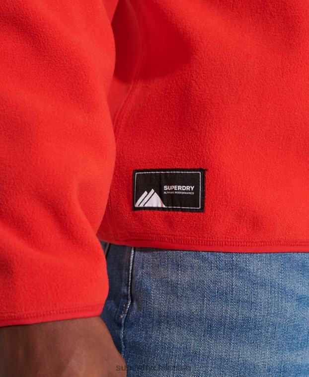 hombres Superdry rojo chaqueta de deporte de montaña con media cremallera 2R68Z5199