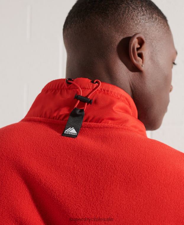 hombres Superdry rojo chaqueta de deporte de montaña con media cremallera 2R68Z5199