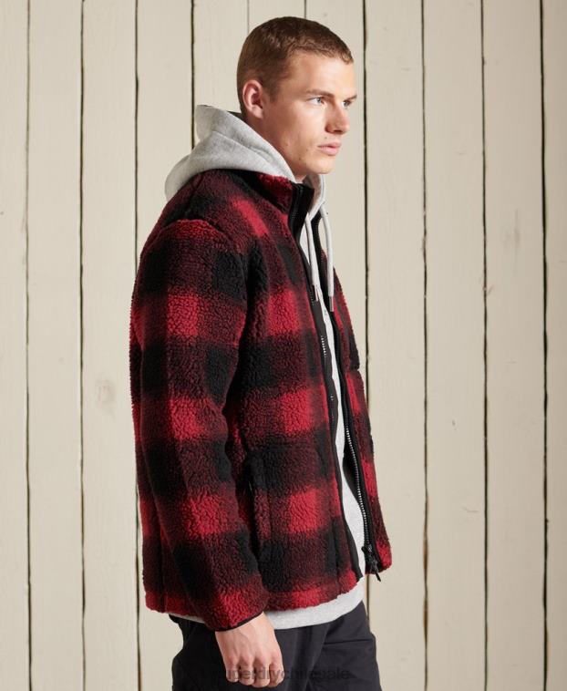 hombres Superdry rojo chaqueta de trabajo sherpa 2R68Z4744