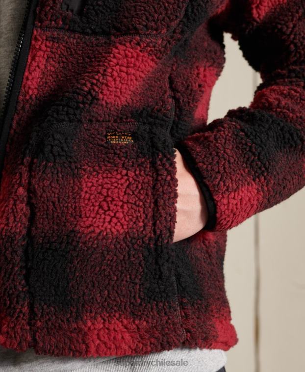 hombres Superdry rojo chaqueta de trabajo sherpa 2R68Z4744