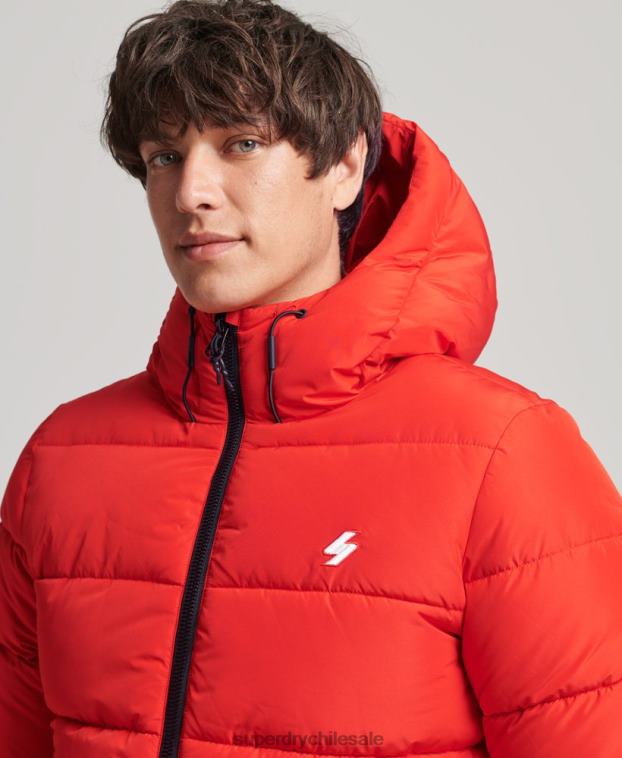hombres Superdry rojo chaqueta deportiva acolchada con capucha 2R68Z1031