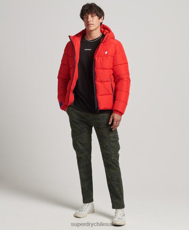 hombres Superdry rojo chaqueta deportiva acolchada con capucha 2R68Z1031
