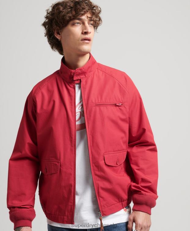 hombres Superdry rojo chaqueta harrington colegial vintage 2R68Z4466