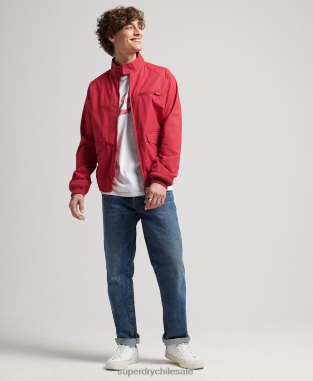 hombres Superdry rojo chaqueta harrington colegial vintage 2R68Z4466