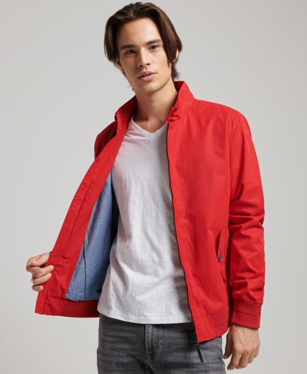 hombres Superdry rojo chaqueta harrington icónica 2R68Z4465