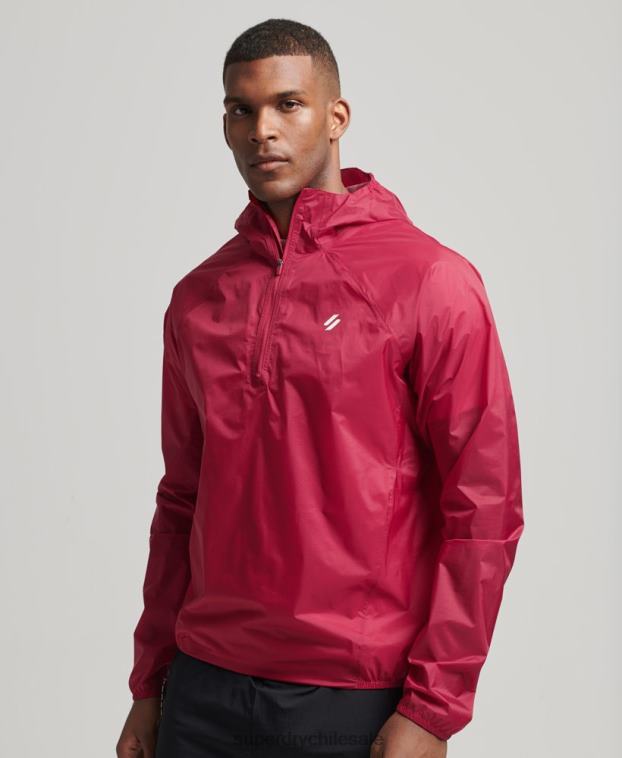 hombres Superdry rojo chaqueta impermeable ligera run 2R68Z4623