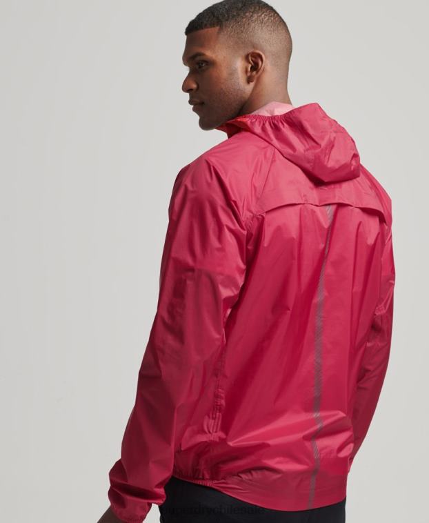hombres Superdry rojo chaqueta impermeable ligera run 2R68Z4623