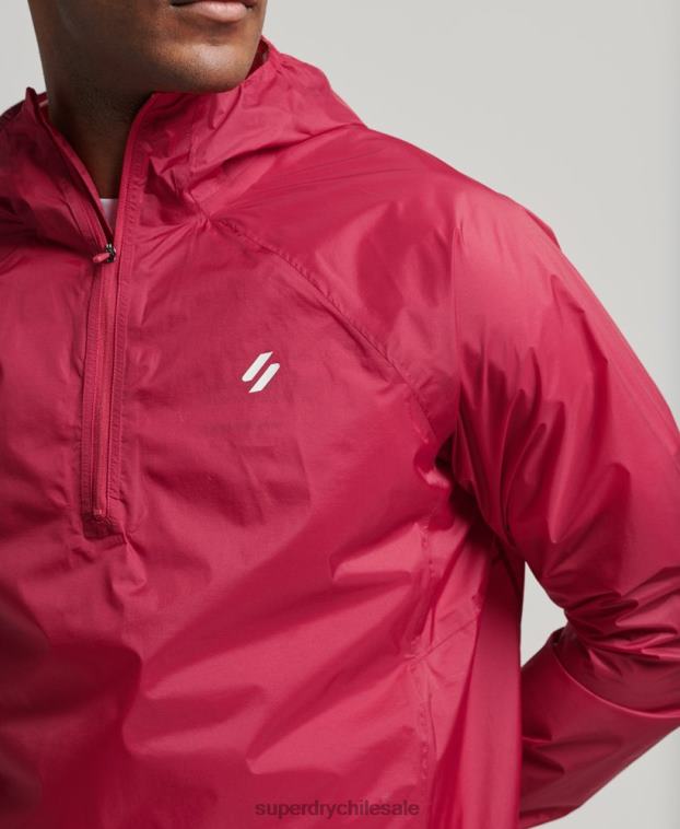 hombres Superdry rojo chaqueta impermeable ligera run 2R68Z4623
