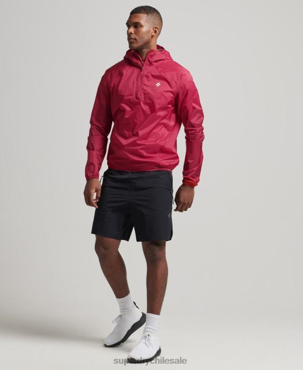 hombres Superdry rojo chaqueta impermeable ligera run 2R68Z4623