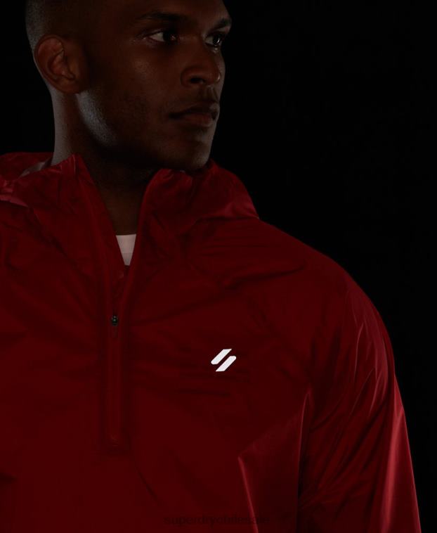 hombres Superdry rojo chaqueta impermeable ligera run 2R68Z4623