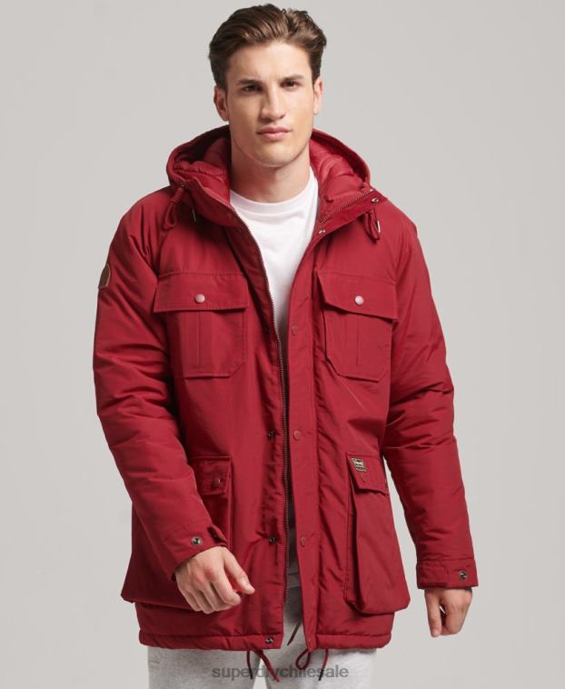 hombres Superdry rojo chaqueta parka acolchada de montaña 2R68Z1064