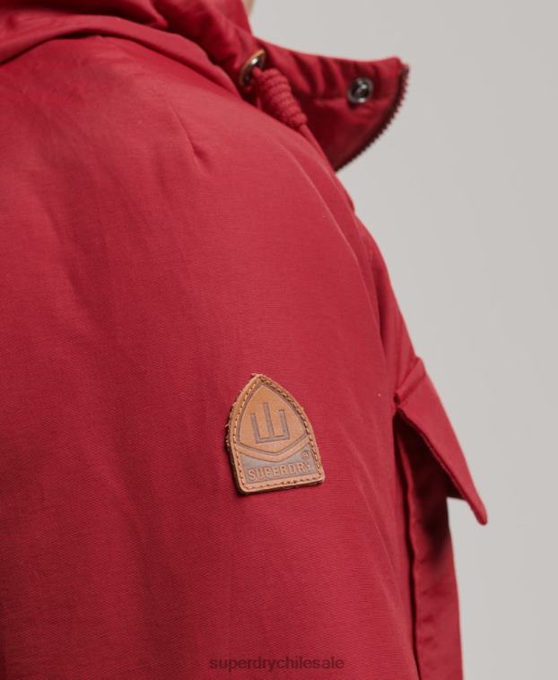 hombres Superdry rojo chaqueta parka acolchada de montaña 2R68Z1064