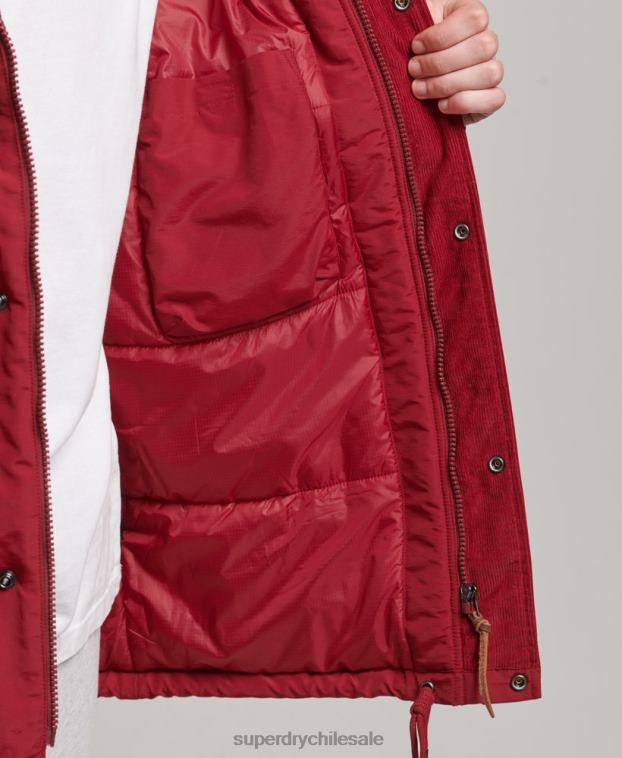 hombres Superdry rojo chaqueta parka acolchada de montaña 2R68Z1064