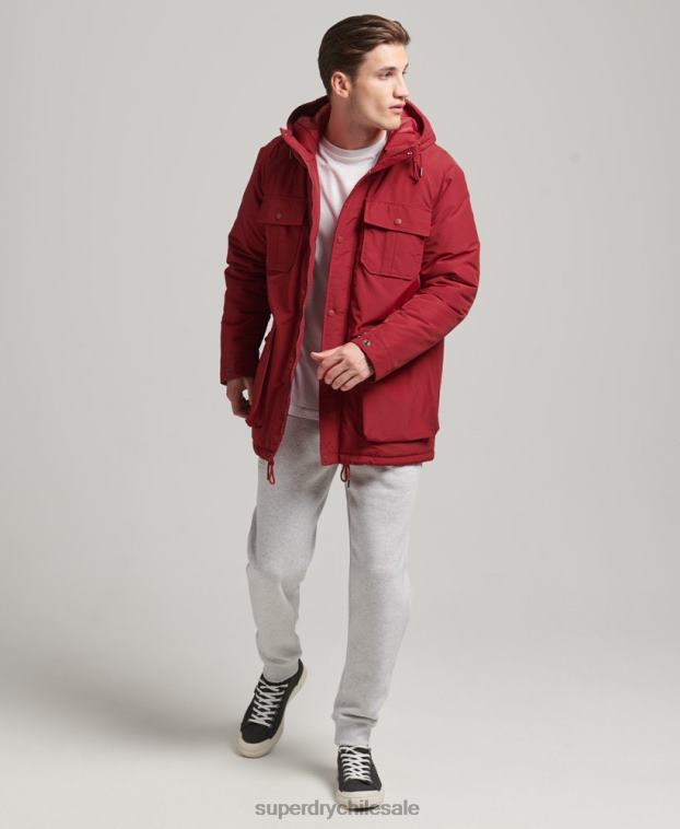 hombres Superdry rojo chaqueta parka acolchada de montaña 2R68Z1064