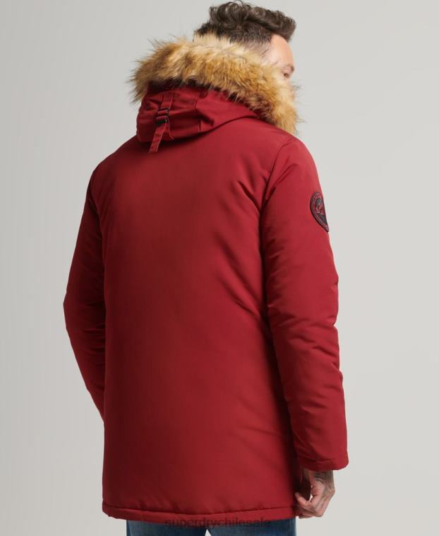 hombres Superdry rojo parka everest de piel sintética con capucha 2R68Z1061