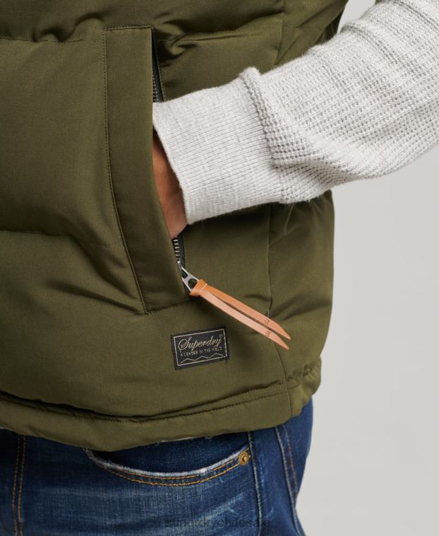 hombres Superdry verde chaleco acolchado everest con capucha 2R68Z1017