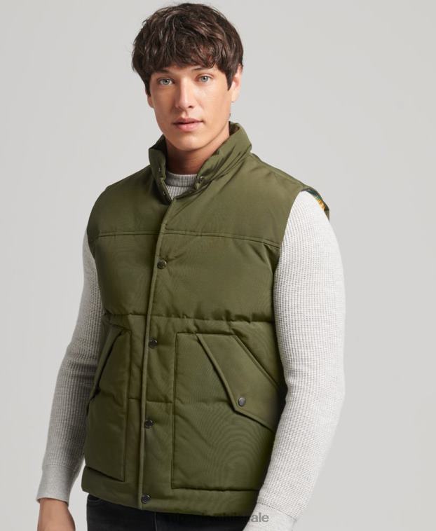 hombres Superdry verde chaleco vintage de montaña 2R68Z4529