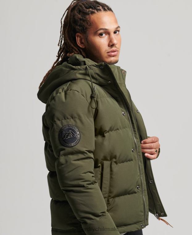 hombres Superdry verde chamarra acolchada Everest con capucha 2R68Z1077