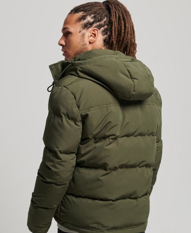 hombres Superdry verde chamarra acolchada Everest con capucha 2R68Z1077