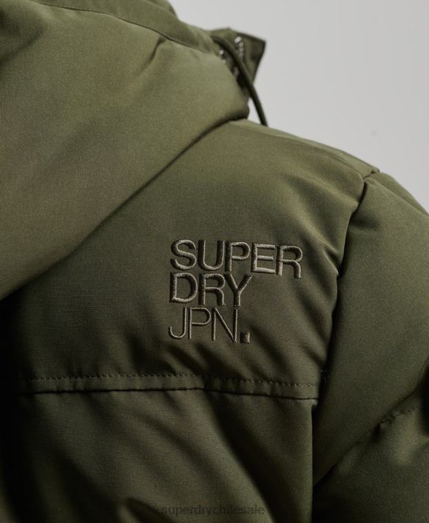 hombres Superdry verde chamarra acolchada Everest con capucha 2R68Z1077