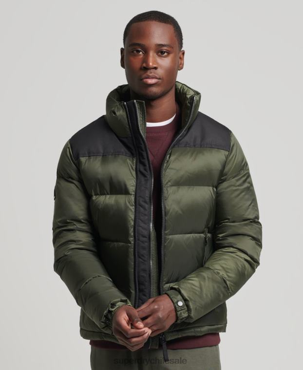 hombres Superdry verde chamarra acolchada con código sportstyle 2R68Z4711
