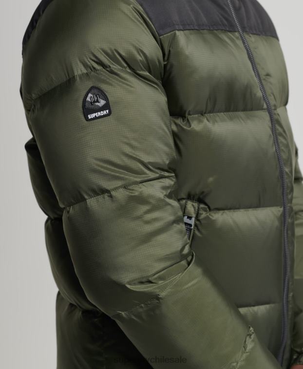 hombres Superdry verde chamarra acolchada con código sportstyle 2R68Z4711