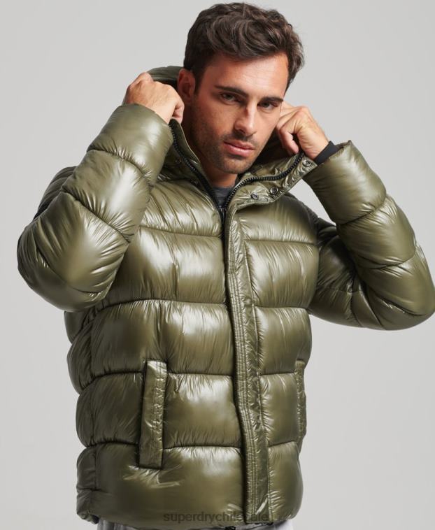 hombres Superdry verde chamarra acolchada xpd sports luxe 2R68Z4648