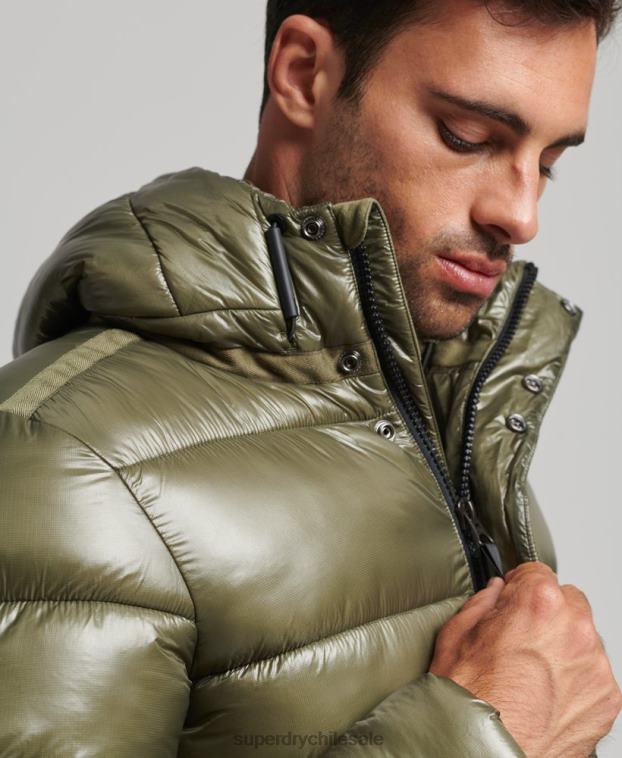 hombres Superdry verde chamarra acolchada xpd sports luxe 2R68Z4648